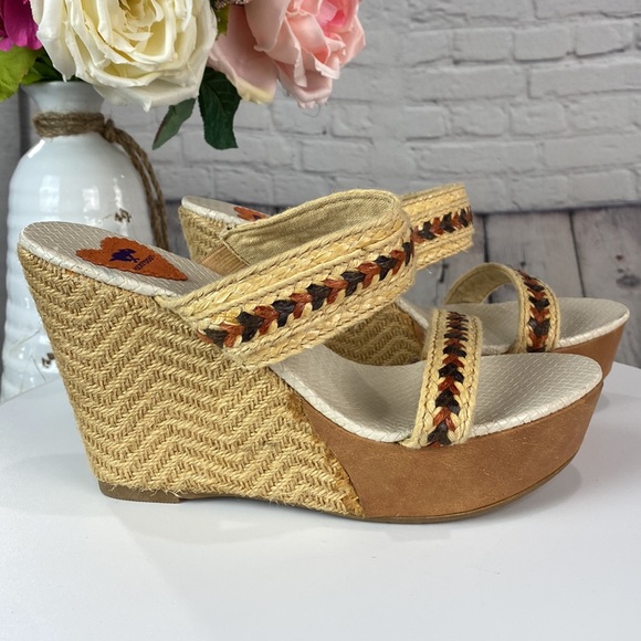 ROCKETDOG Brown/Rust/Tan/Cream Wedges - Picture 6 of 17
